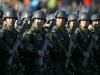 Soldats militaire de l'armée chilienne durant une parade photo . Des membres de l'armée chilienne défilent lors d'une parade militaire durant la fête annuel de l'armée, à Santiago, le 19 septembre 2007.