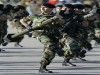 Soldats militaire de l'armée chilienne durant une parade photo . Des membres de l'armée chilienne défilent lors d'une parade militaire durant la fête annuel de l'armée, à Santiago, le 19 septembre 2007.