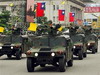 Taiwanese military military vehicles and armoured parade past guests during the R.O.C., Republic of China, National Day celebrations in Taipei, Taiwan, Wednesday, Oct. 10, 2007. Fighter jets streaked across overcast skies Wednesday as Taiwan held a National Day military parade for the first time since it halted such displays of war-fighting prowess in 1991 to ease tensions with rival China.