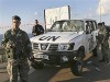 Lebanon UNIFIL light wheeled vehicle picture . Lebanese army soldiers stand guard near the damaged U.N vehicle that was attacked by a roadside bomb, in the highway of the town of Rmeileh, near the southern coastal city of Sidon, Tuesday Jan. 8, 200, lightly wounding two peacekeepers, U.N. and Lebanese officials said